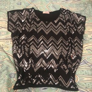 Black Top with Silver Sequins